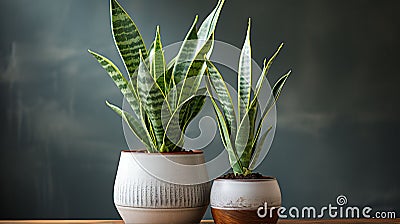 Variegated snake plant in a room Stock Photo