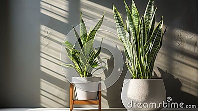 Variegated snake plant in a room Stock Photo