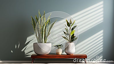 Variegated snake plant in a room Stock Photo