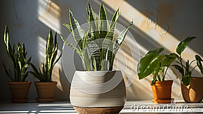 Variegated snake plant in a room Stock Photo