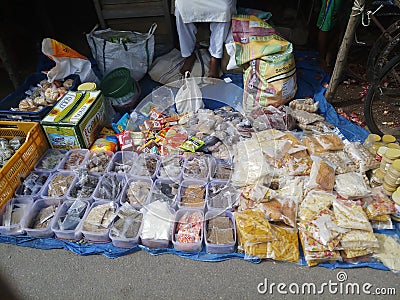 Varieties of Indian cooking flavors in the market Editorial Stock Photo