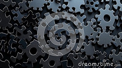 variety abstract mechanical puzzles lies scattered showcasing intricate designs and sharp textures create visually Stock Photo