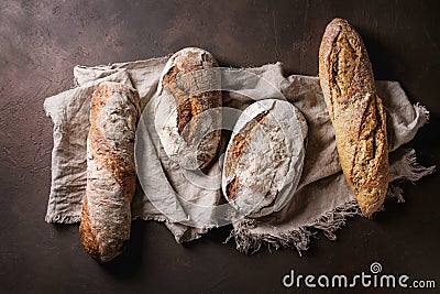 Variety of Artisan bread Stock Photo