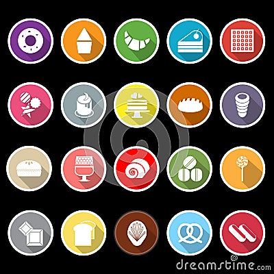 Variety bakery flat icons with long shadow Vector Illustration