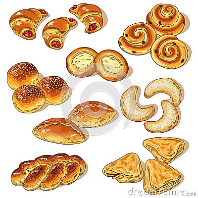 Variety of bakery Vector Illustration