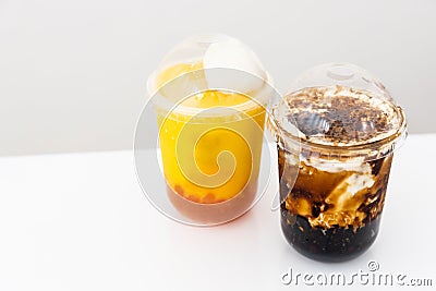 Variety of Boba or Bubble tea with tapioca pearls Stock Photo