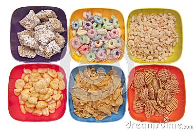 Variety of Breakfast Cereal Stock Photo