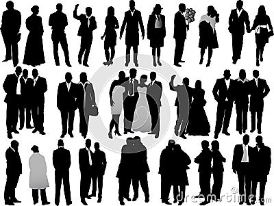 Variety business people silhouettes Vector Illustration