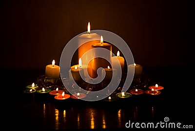 Variety of candles lights Stock Photo