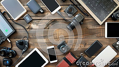 A variety of charging devices and stations for smartphones, laptops, and other gadgets, showcasing the convenience and Stock Photo