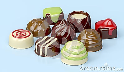 Variety of chocolate candies Stock Photo