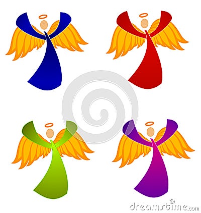 Variety of Christmas Angels Clip Art Cartoon Illustration