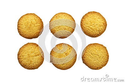 Variety Christmas Danish style butter cookies biscuit isolated on white background. Stock Photo