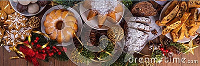 Variety christmas dessert and baked pastry Stock Photo