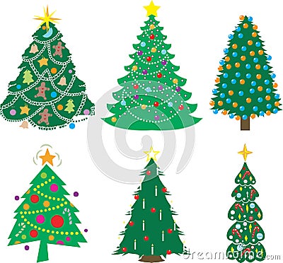 A Variety of Christmas Trees Vector Illustration