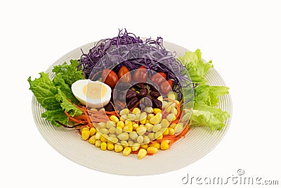 Variety color of vegetable salad on a tiled dish Stock Photo