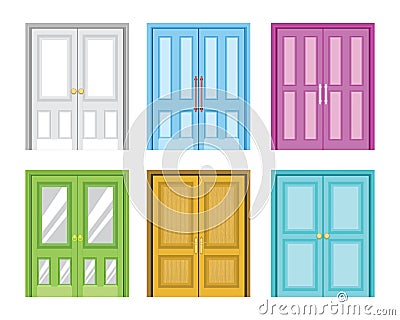 A Variety of Colorful Home Door Design Vector Illustration Vector Illustration