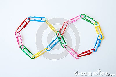 Variety of colorful paper clips Stock Photo