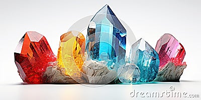 Variety of colorful precious gems. Stock Photo