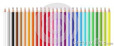 Variety of colors vector set of colored pencils. Vector Illustration