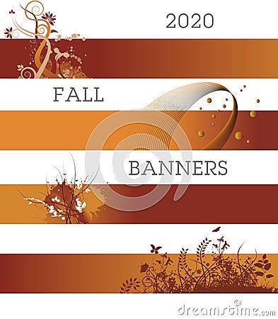 A variety of creative banners in fall colors. Vector Illustration