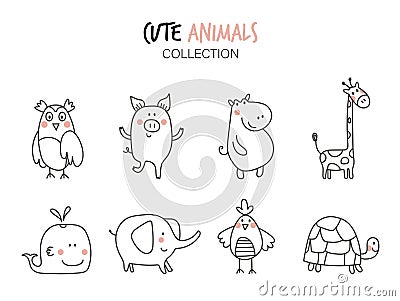 Variety of cute animals set Stock Photo