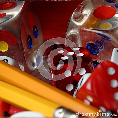 Dice and Pencils Stock Photo