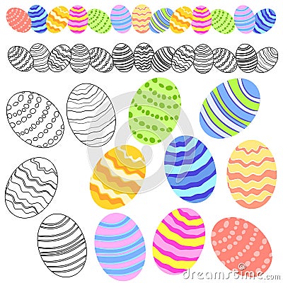 Variety of Easter Eggs Clip Art Cartoon Illustration