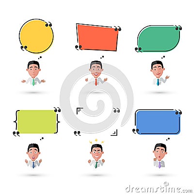 Variety of Emotions Man with Speech Bubble Vector Illustration