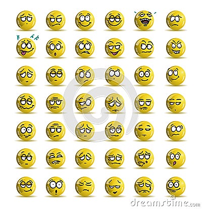 Variety expression of yellow smile icon avatar Vector Illustration