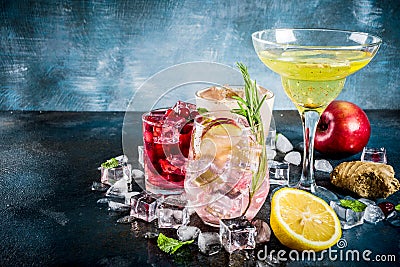 Variety fall winter cocktails Stock Photo