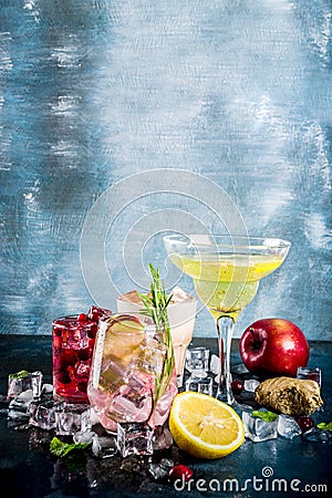 Variety fall winter cocktails Stock Photo