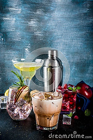 Variety fall winter cocktails Stock Photo
