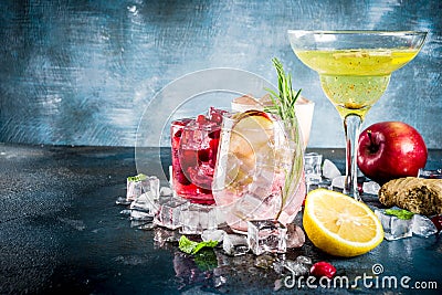 Variety fall winter cocktails Stock Photo