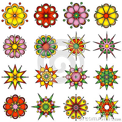 Variety of flower designs Vector Illustration