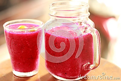 variety fruit smoothies with ingredient Stock Photo