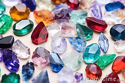 variety of glass crystals for making jewelry Stock Photo