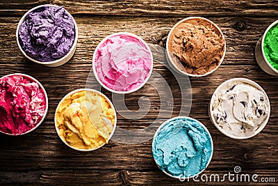 Variety of gourmet flavours of Italian ice cream Stock Photo