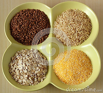 Variety of healthy grains and seeds in bowl Stock Photo