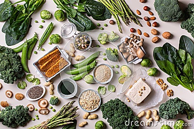 Variety of vegan, plant based protein food Stock Photo