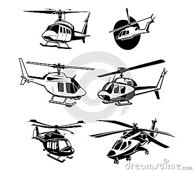 A Variety of Helicopters Stock Photo