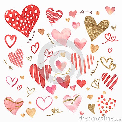 Variety of loving hearts set Stock Photo