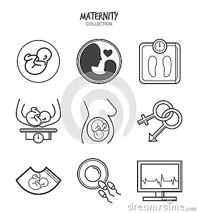 Variety of maternity icons set Stock Photo