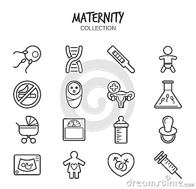 Variety of maternity icons set Stock Photo