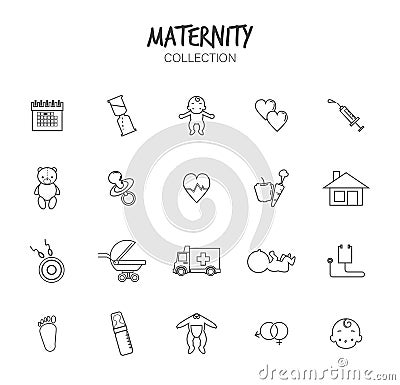 Variety of maternity icons set Stock Photo