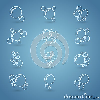 Variety of soap bubble set Vector Illustration