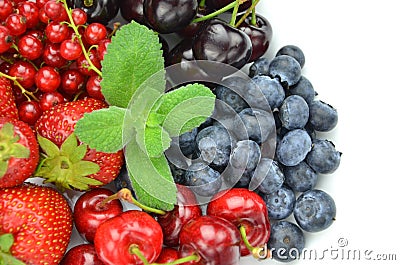 Variety of soft fruits, strawberries, raspberries, Stock Photo