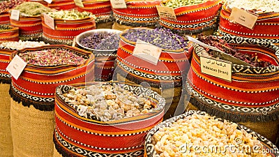 Variety of spices and herbs for sale 01 Editorial Stock Photo