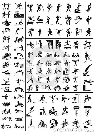 Variety of sports icons on a white Vector Illustration