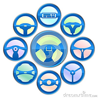 Vector variety of steering wheel icon Vector Illustration